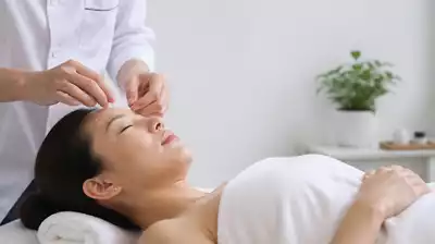 User engaging in acupuncture treatment
