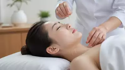 User receiving acupuncture treatment