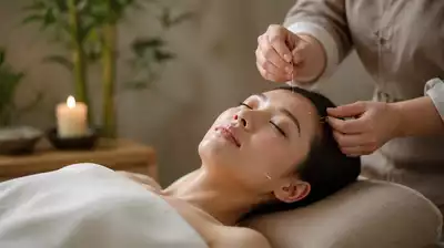 Acupuncture treatment session in a serene environment