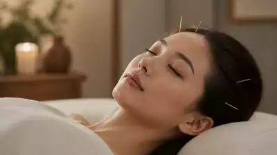 Person relaxing during acupuncture treatment